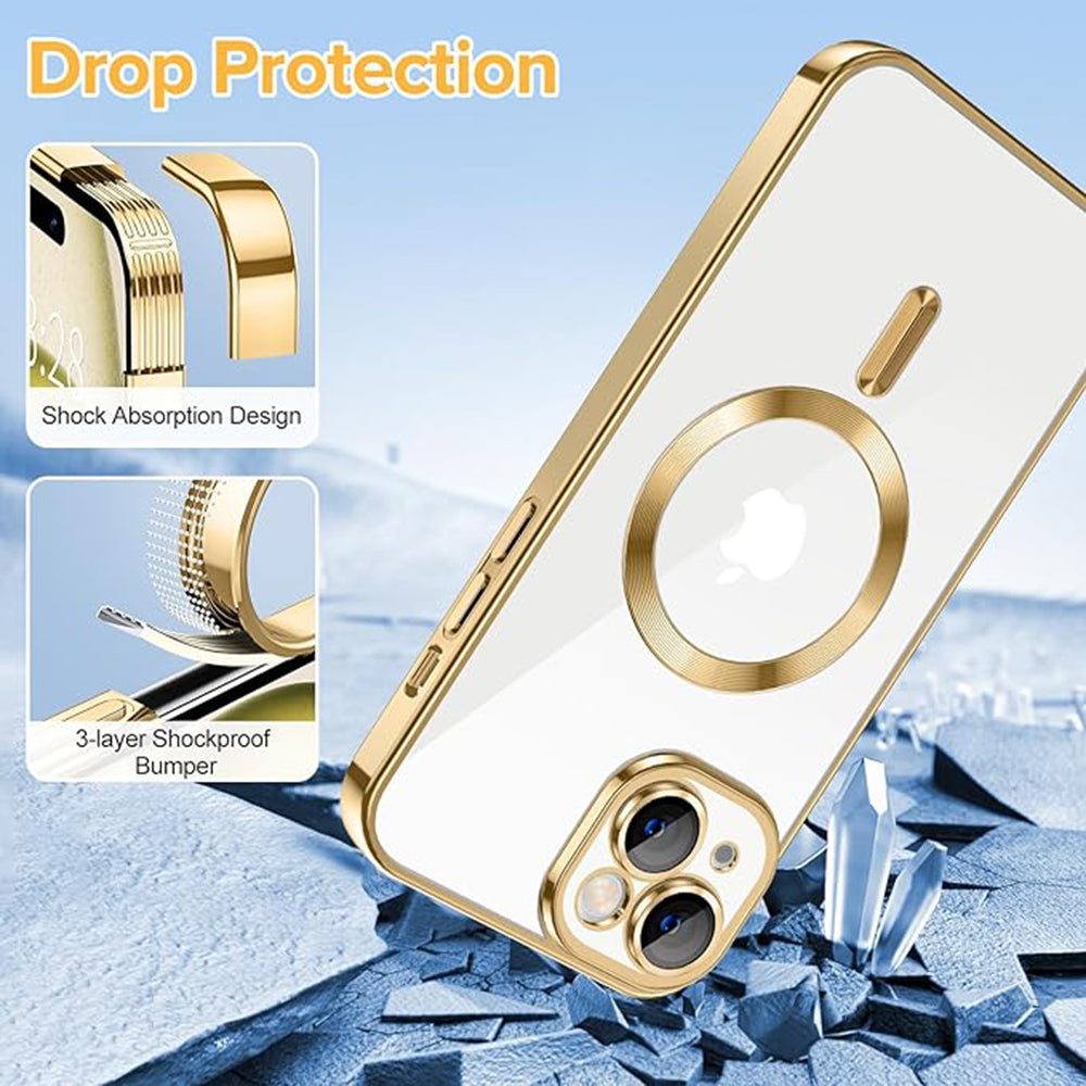 MagSafe futrola za Apple iPhone 15, Techsuit, Luxury Crystal, Zlatna