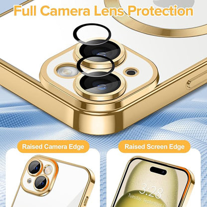 MagSafe futrola za Apple iPhone 15, Techsuit, Luxury Crystal, Zlatna
