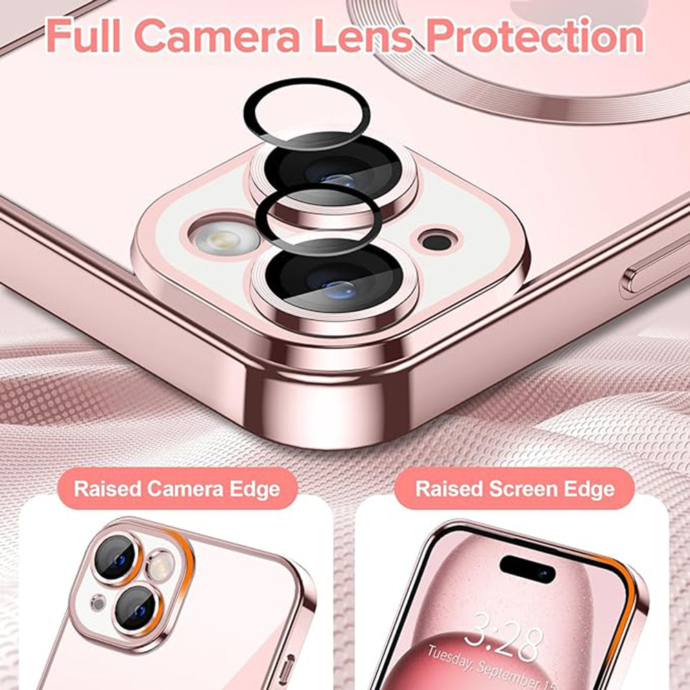 MagSafe futrola za Apple iPhone 15, Techsuit, Luxury Crystal, Roza