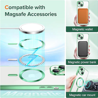 MagSafe futrola za Apple iPhone 15, Techsuit, Luxury Crystal, Svijetlo Zelena