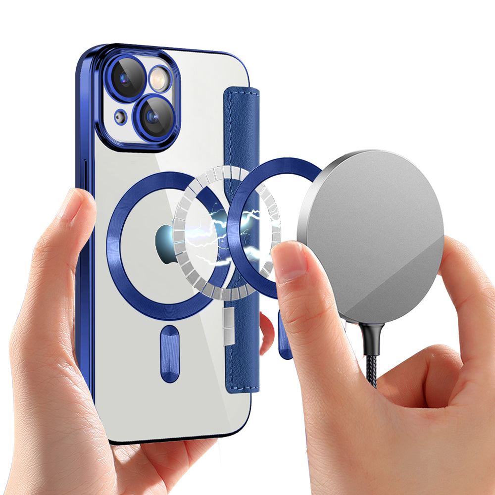 MagSafe futrola za Apple iPhone 15, Techsuit, SmartMag Book, Plava