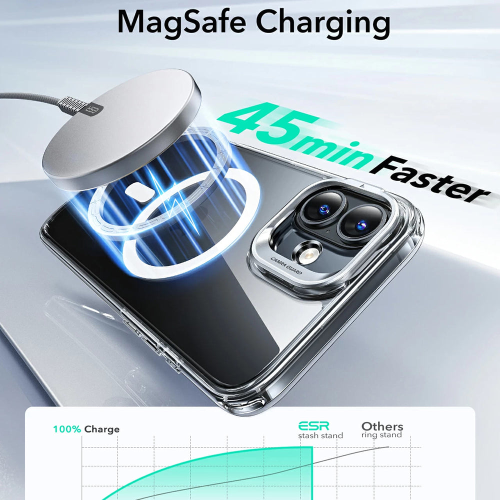 Futrola MagSafe za Apple iPhone 16, ESR, Classic Hybrid Kickstand, Crno Prozirna