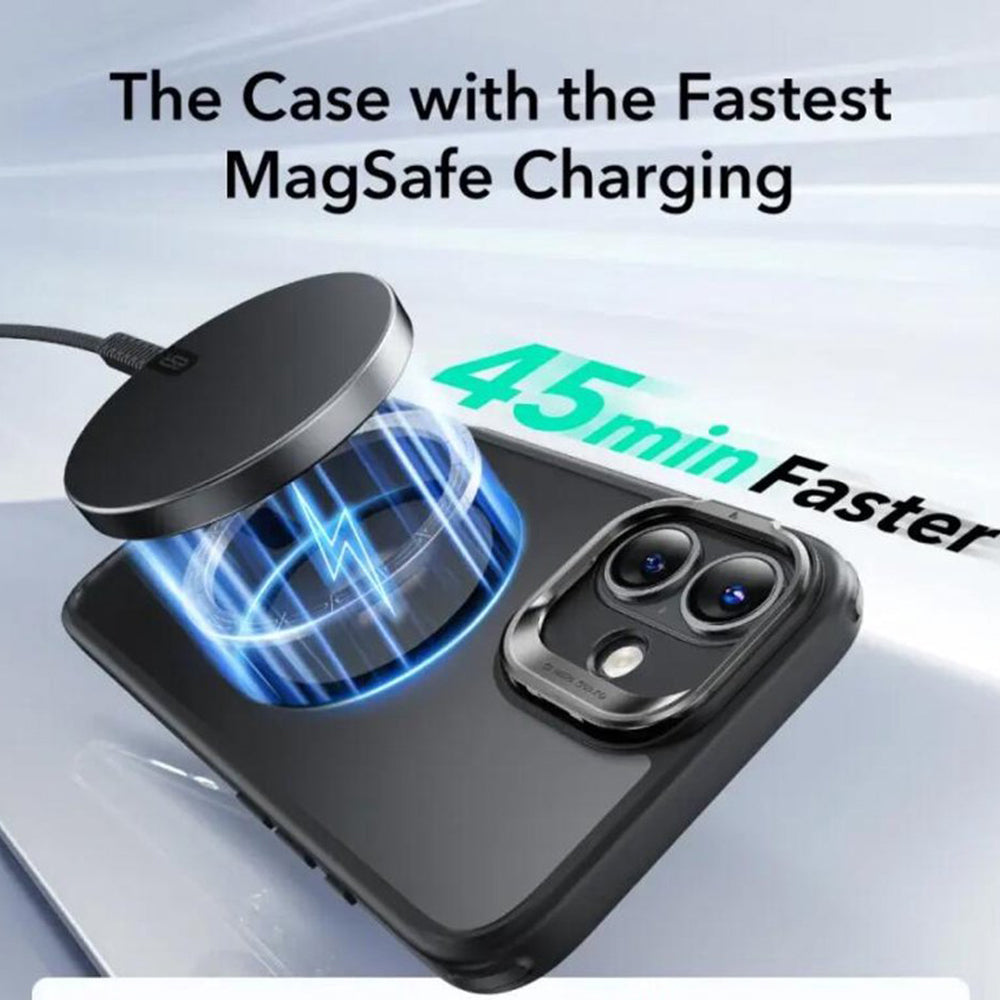 Husa MagSafe za Apple iPhone 16, ESR, Classic Hybrid Kickstand Slide, Satin Crna