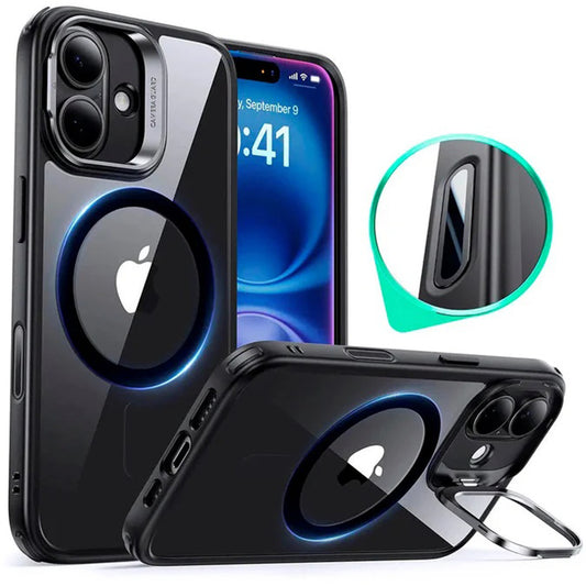 Futrola MagSafe za Apple iPhone 16, ESR, Classic Hybrid Kickstand Slide, Crno Prozirna