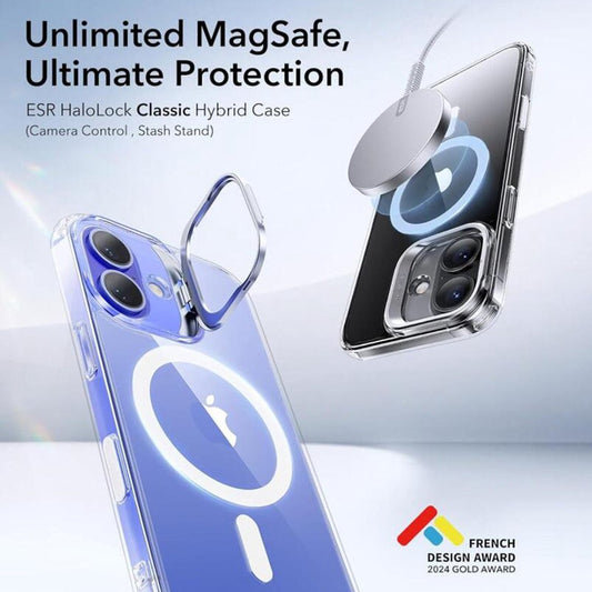 Futrola MagSafe za Apple iPhone 16, ESR, Classic Hybrid Kickstand Slide, Prozirna