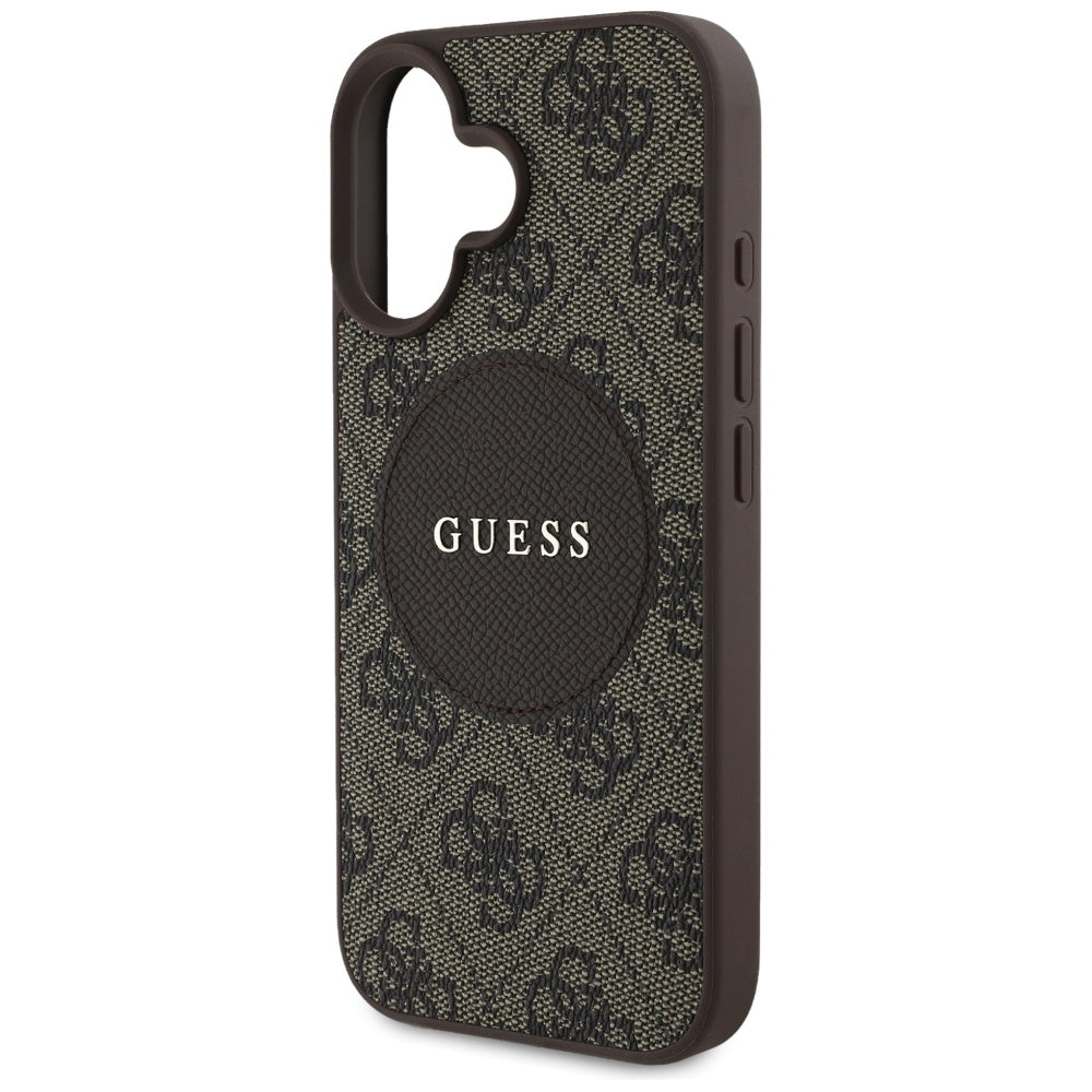 MagSafe futrola za Apple iPhone 16, Guess, 4G Circle Classic Logo, smeđa