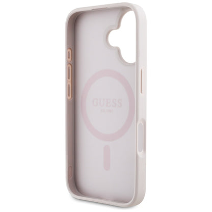 Futrola MagSafe za Apple iPhone 16, Guess, 4G Circle Classic Logo, Roza