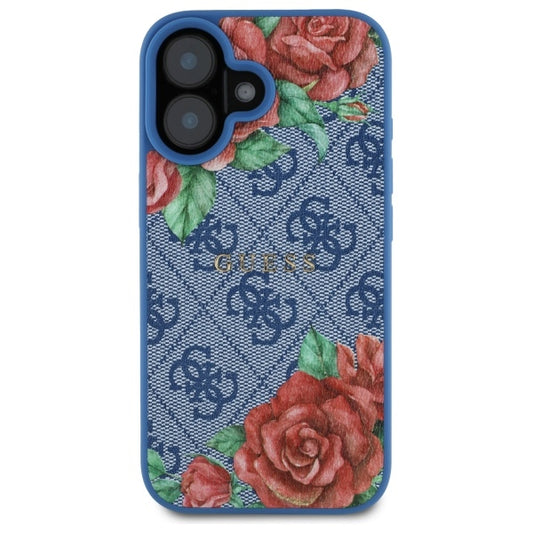 MagSafe futrola za Apple iPhone 16, Guess, 4G Flowers Print, Plava