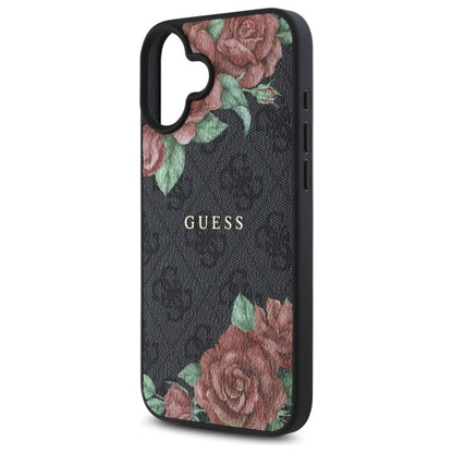 MagSafe futrola za Apple iPhone 16, Guess, 4G Flowers Print, Crna