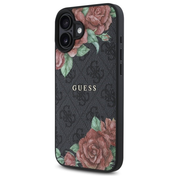 MagSafe futrola za Apple iPhone 16, Guess, 4G Flowers Print, Crna