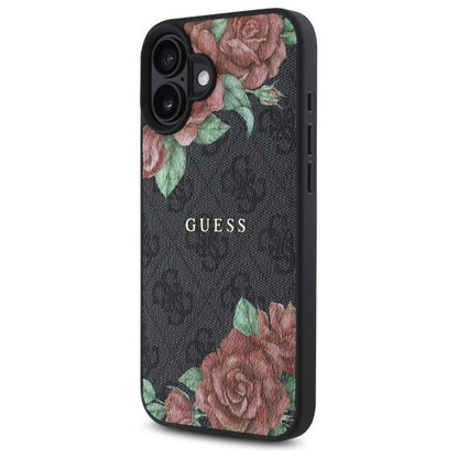 MagSafe futrola za Apple iPhone 16, Guess, 4G Flowers Print, Crna
