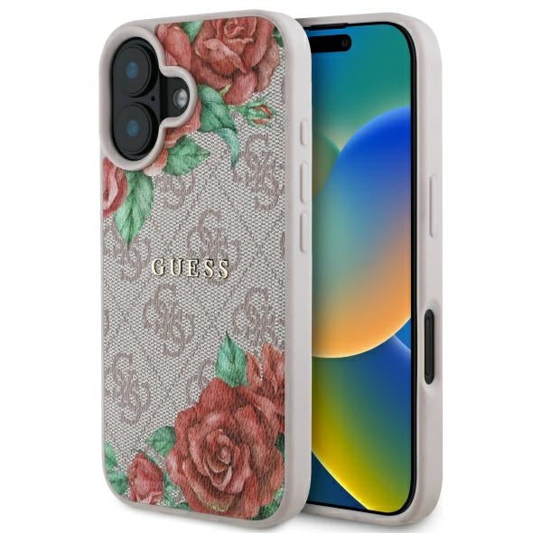MagSafe futrola za Apple iPhone 16, Guess, 4G Flowers Print, Roza