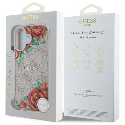 MagSafe futrola za Apple iPhone 16, Guess, 4G Flowers Print, Roza