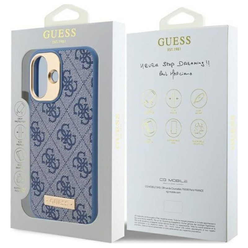 MagSafe futrola za Apple iPhone 16, Guess, 4G Logo Plate, Plava