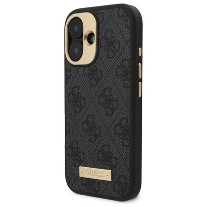 MagSafe futrola za Apple iPhone 16, Guess, 4G Logo Plate, Crna