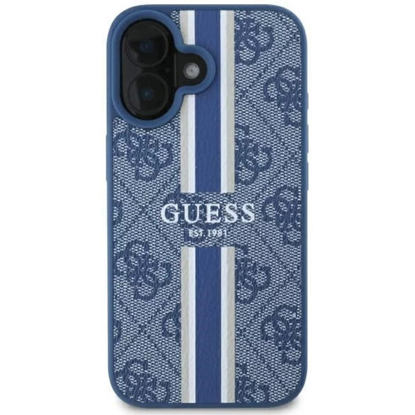 MagSafe futrola za Apple iPhone 16, Guess, 4G Printed Stripes, Plava