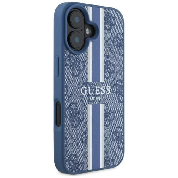 MagSafe futrola za Apple iPhone 16, Guess, 4G Printed Stripes, Plava