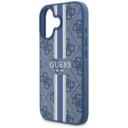 MagSafe futrola za Apple iPhone 16, Guess, 4G Printed Stripes, Plava