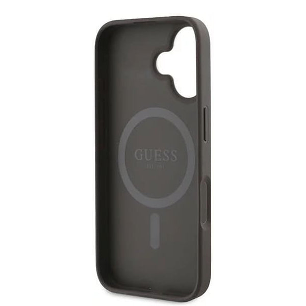 MagSafe futrola za Apple iPhone 16, Guess, 4G Ring Classic Logo, smeđa