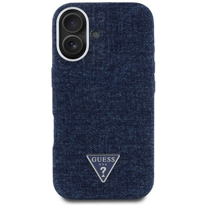 MagSafe torbica za Apple iPhone 16, Guess, Denim Triangle Logo, Plava