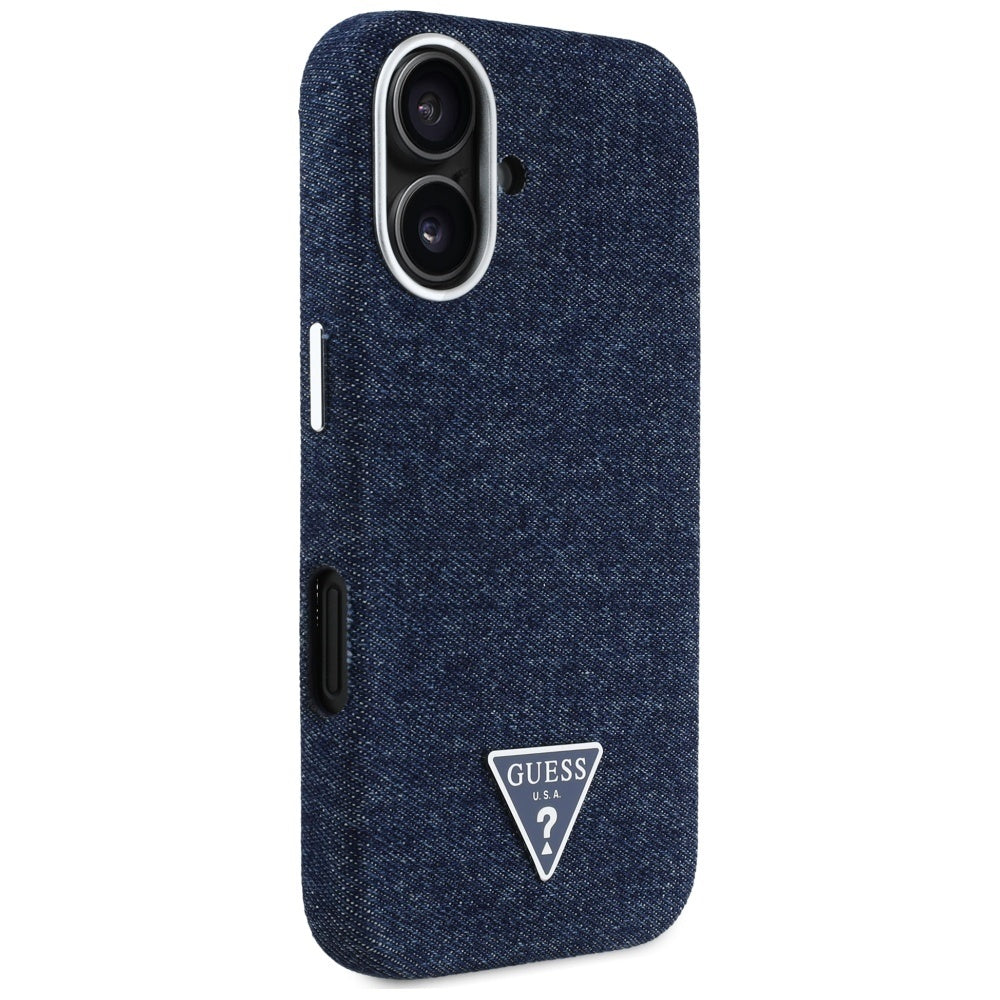 MagSafe torbica za Apple iPhone 16, Guess, Denim Triangle Logo, Plava
