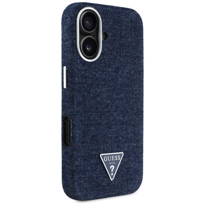 MagSafe torbica za Apple iPhone 16, Guess, Denim Triangle Logo, Plava