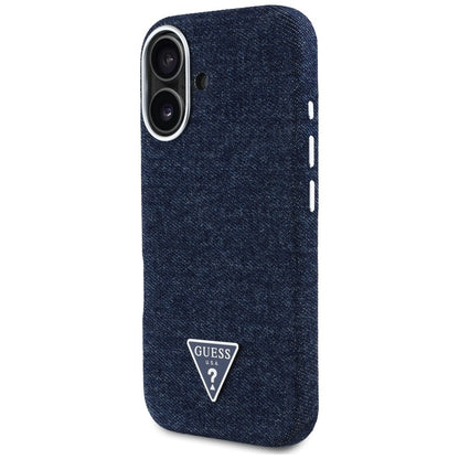 MagSafe torbica za Apple iPhone 16, Guess, Denim Triangle Logo, Plava