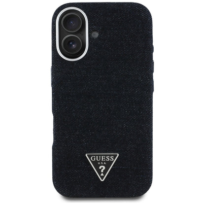 MagSafe torbica za Apple iPhone 16, Guess, Denim Triangle Logo, Crna