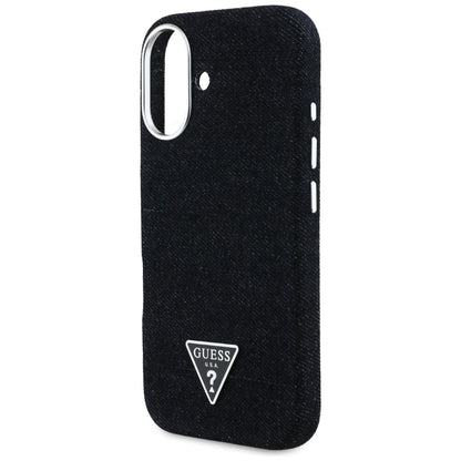 MagSafe torbica za Apple iPhone 16, Guess, Denim Triangle Logo, Crna