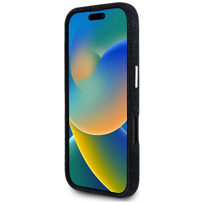 MagSafe torbica za Apple iPhone 16, Guess, Denim Triangle Logo, Crna