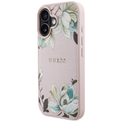 Futrola MagSafe za Apple iPhone 16, Guess, Grained Flowers, Roza
