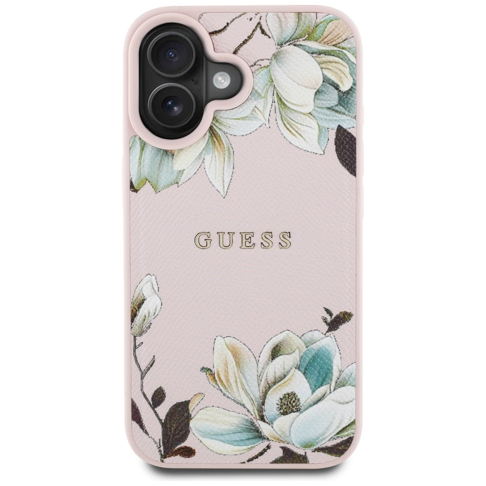Futrola MagSafe za Apple iPhone 16, Guess, Grained Flowers, Roza