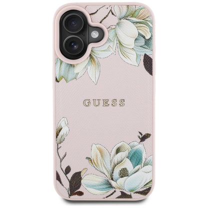 Futrola MagSafe za Apple iPhone 16, Guess, Grained Flowers, Roza