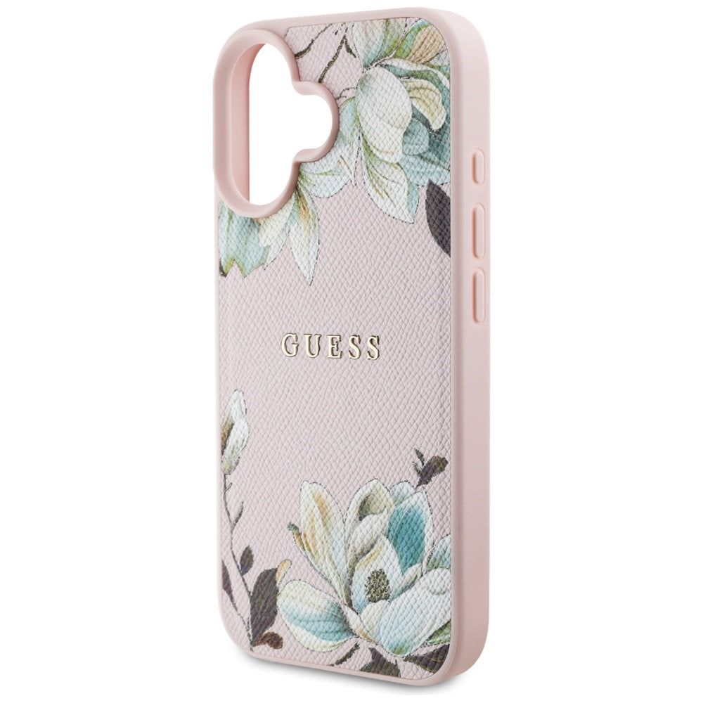 Futrola MagSafe za Apple iPhone 16, Guess, Grained Flowers, Roza