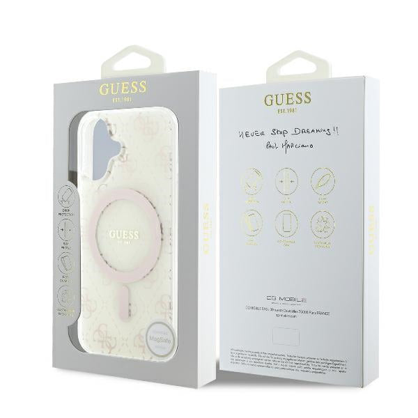 MagSafe futrola za Apple iPhone 16, Guess, IML 4G Background, Bijela