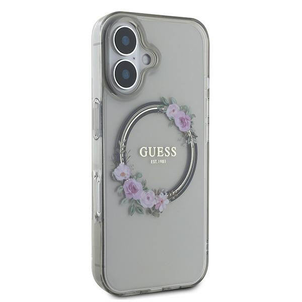 MagSafe futrola za Apple iPhone 16, Guess, IML Flowers Wreath, Crna