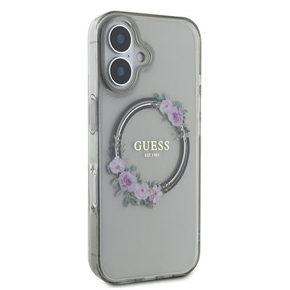 MagSafe futrola za Apple iPhone 16, Guess, IML Flowers Wreath, Crna