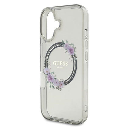 MagSafe futrola za Apple iPhone 16, Guess, IML Flowers Wreath, Crna