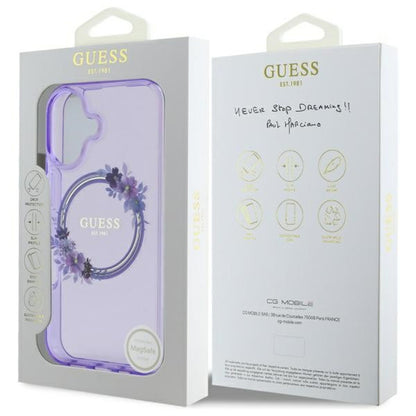 MagSafe futrola za Apple iPhone 16, Guess, IML Flowers Wreath, Roza