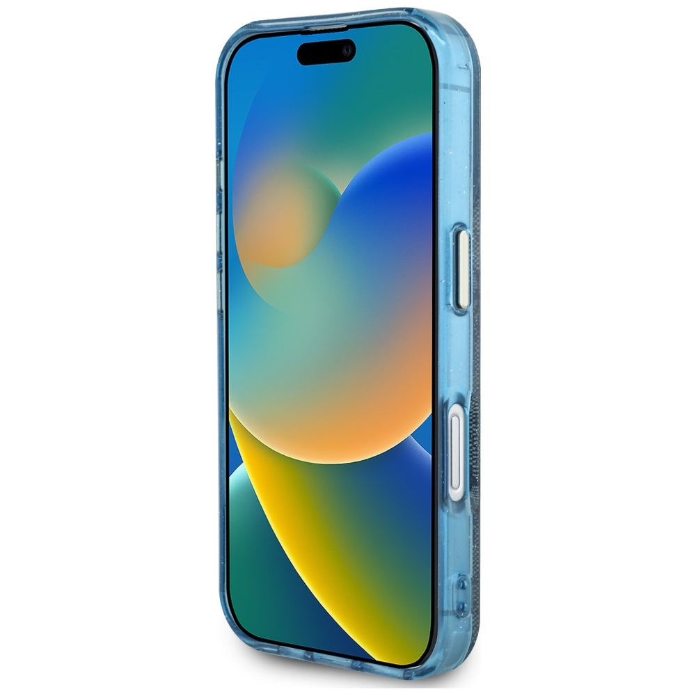 MagSafe futrola za Apple iPhone 16, Guess, IML Glitter 4G Circle Triangle, Plava