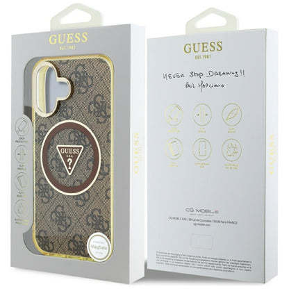 MagSafe futrola za Apple iPhone 16, Guess, IML Glitter 4G Circle Triangle, smeđa