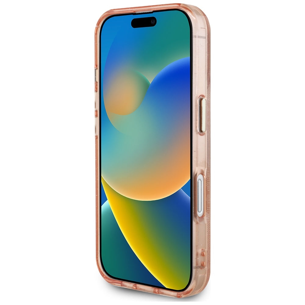 MagSafe futrola za Apple iPhone 16, Guess, IML Glitter 4G Circle Triangle, Roza