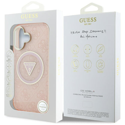 MagSafe futrola za Apple iPhone 16, Guess, IML Glitter 4G Circle Triangle, Roza