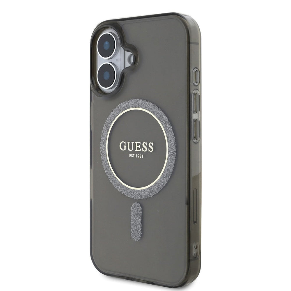Futrola MagSafe za Apple iPhone 16, Guess, IML Glitter Circle, Crna
