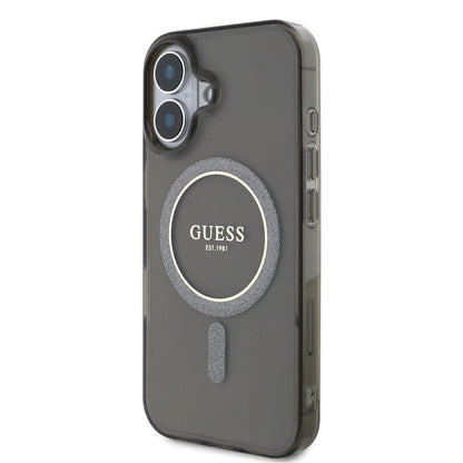 Futrola MagSafe za Apple iPhone 16, Guess, IML Glitter Circle, Crna