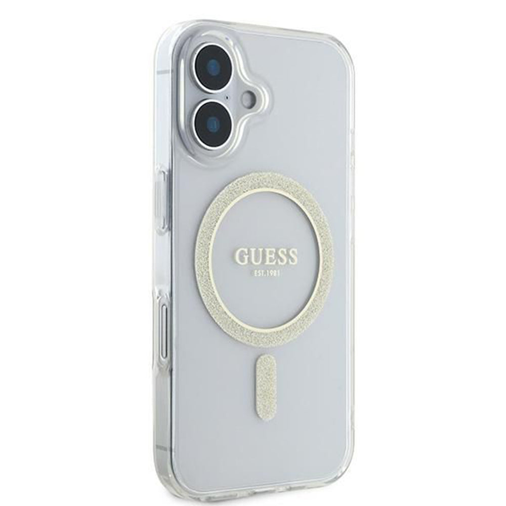 MagSafe futrola za Apple iPhone 16, Guess, IML Glitter Circle, Prozirna
