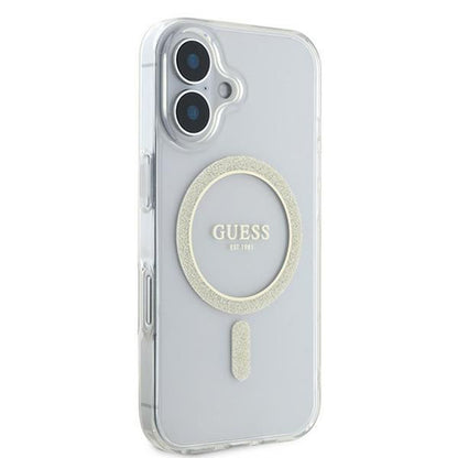 MagSafe futrola za Apple iPhone 16, Guess, IML Glitter Circle, Prozirna