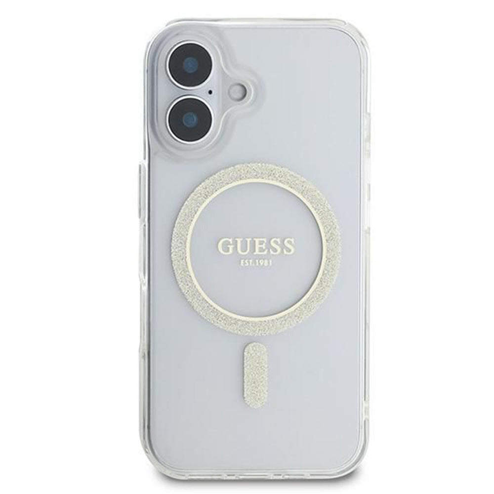 MagSafe futrola za Apple iPhone 16, Guess, IML Glitter Circle, Prozirna
