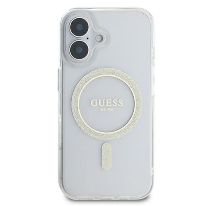 MagSafe futrola za Apple iPhone 16, Guess, IML Glitter Circle, Prozirna