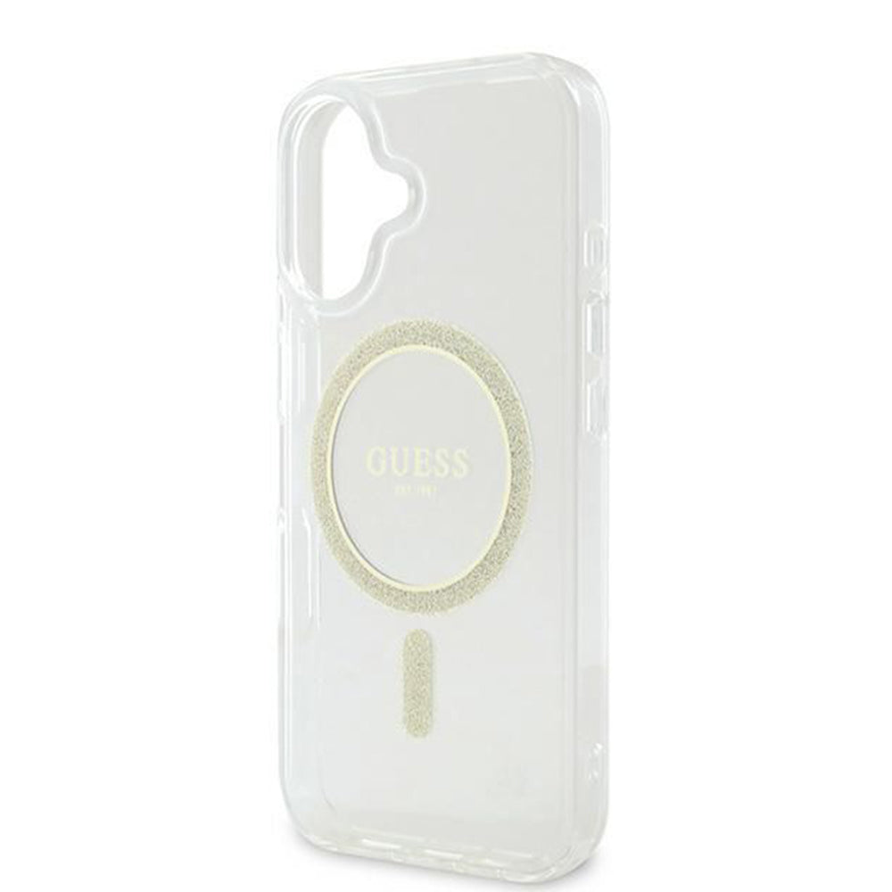 MagSafe futrola za Apple iPhone 16, Guess, IML Glitter Circle, Prozirna
